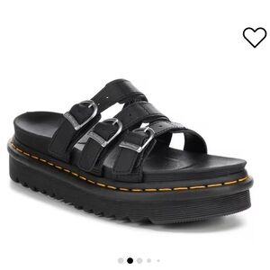 Dr. Martens-Style Black Triple-Strap Platform Sandals, Black